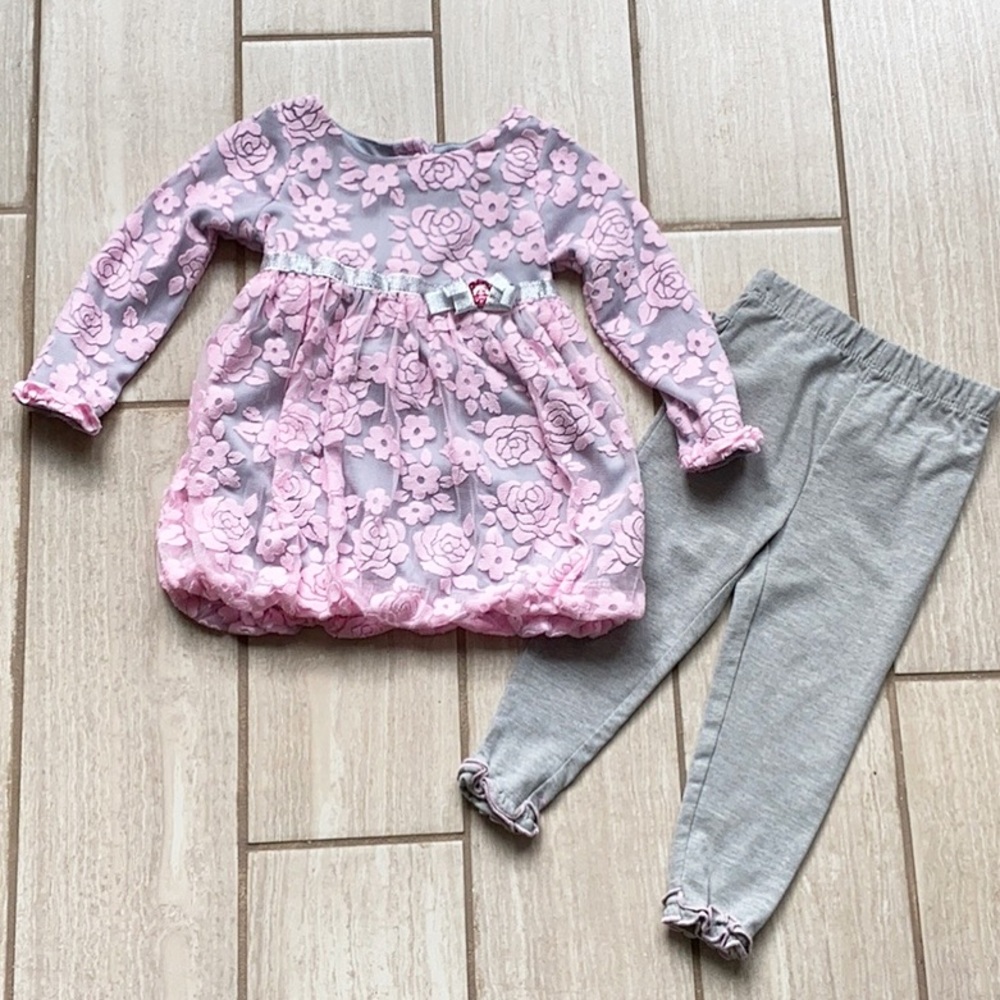 Pink Velvet Floral Top and Leggings